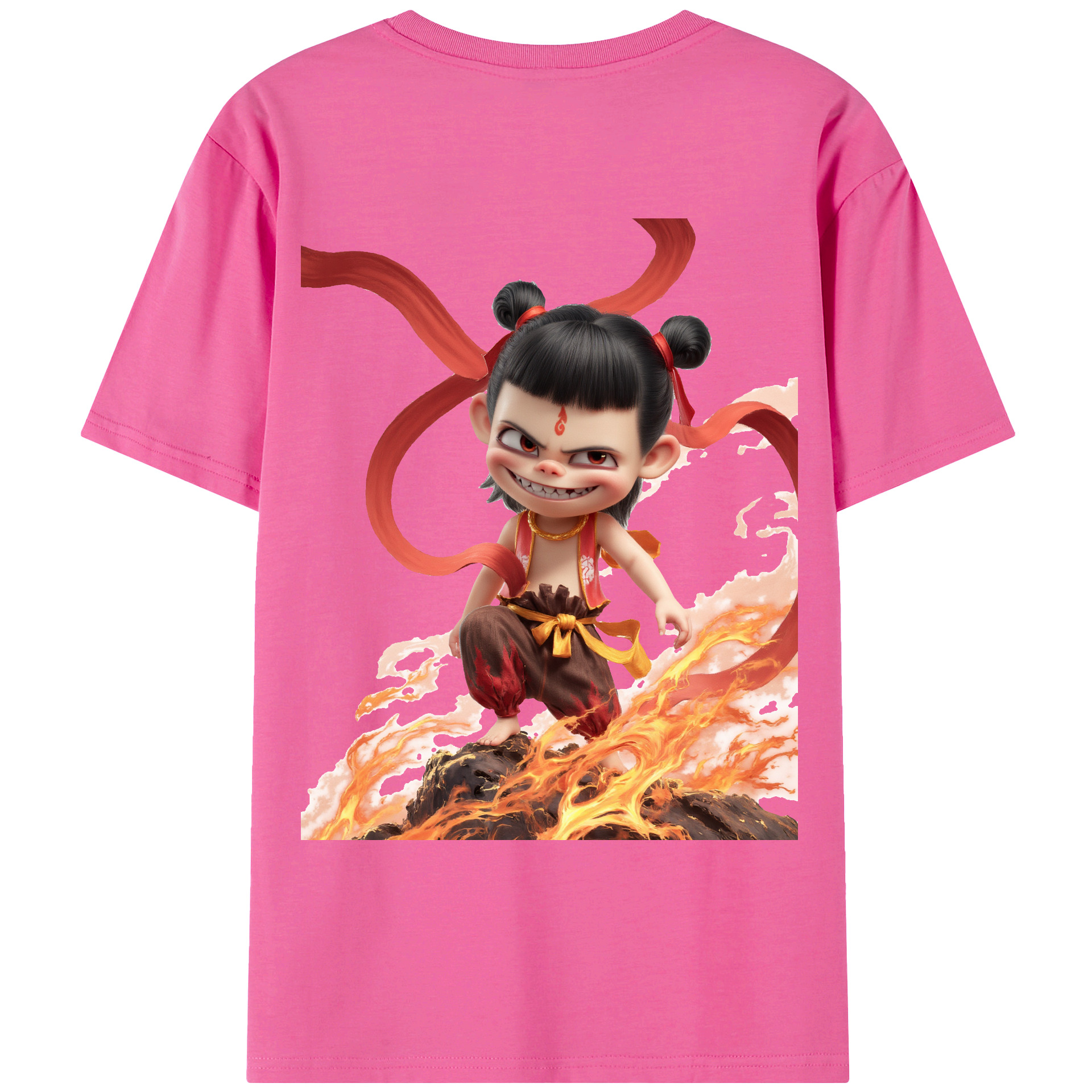 （画像用） Ne Zha 2 ナタ 魔童の大暴れ レディース半袖Tシャツ(バックプリント)